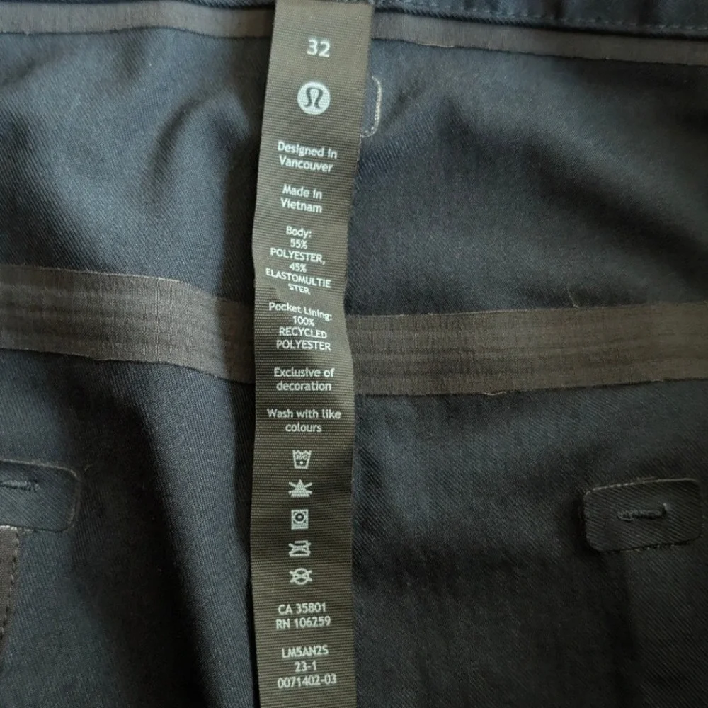 Lululemon ABC Pants Mens Size 32 Black Slim Fit Technical Fabric - Picture 8 of 8